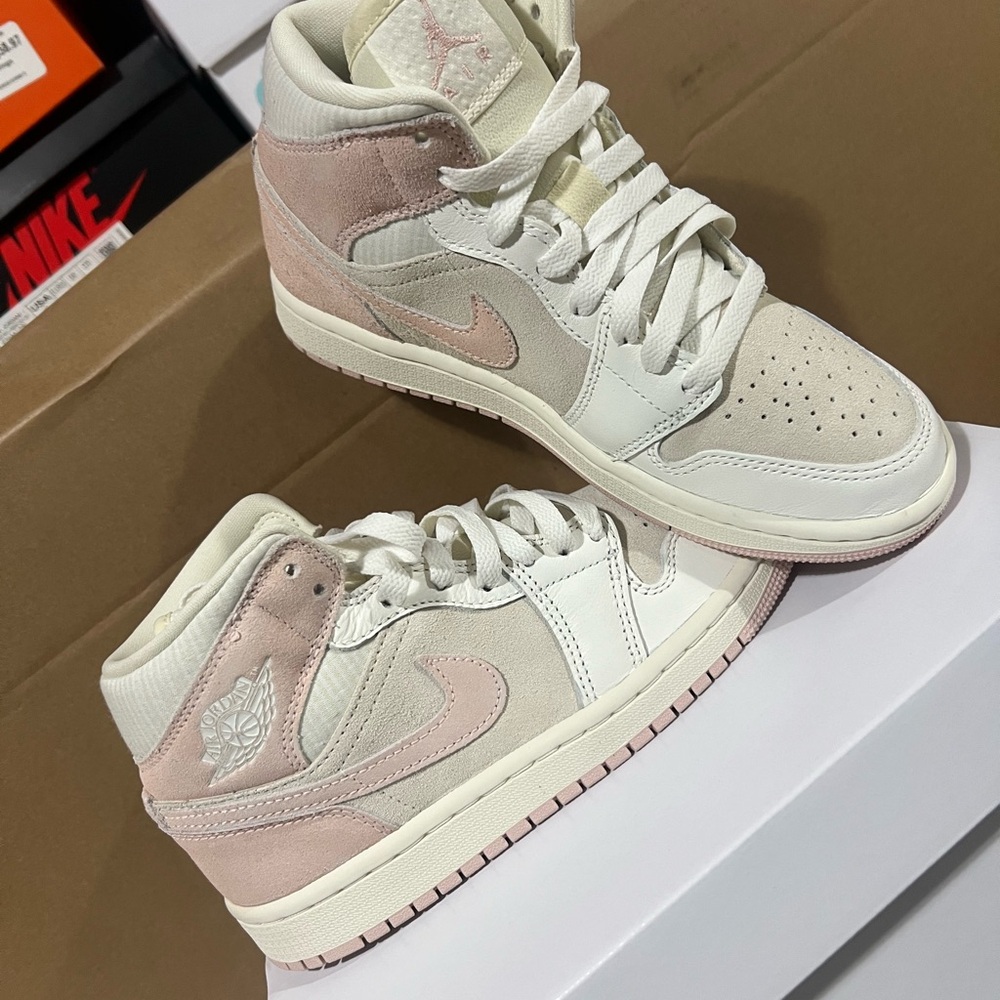 Nike Women's High-Top Sneakers - Cream and Pink